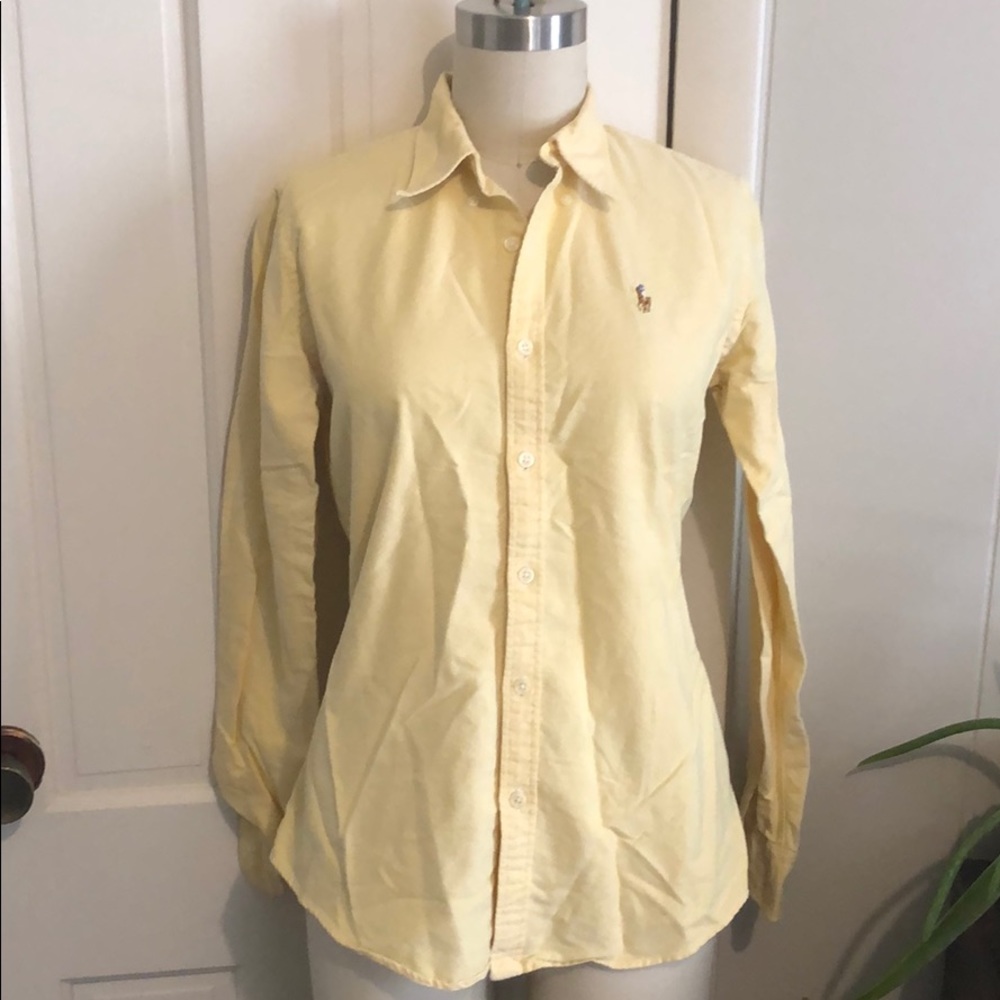 Ralph Lauren Butter Yellow Button-Down Cotton Shirt - Picture 2 of 7